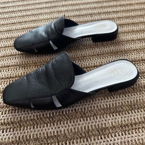Franco Sarto Black Leather Mules